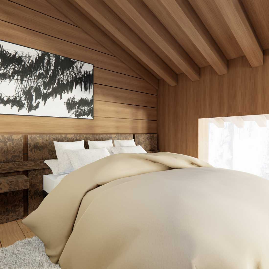 Chambre dans un appartement duplex dans un chalet